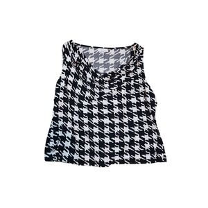 Calvin Klein Houndstooth Women's Blouse Tank Size 2XL Black and‎ White